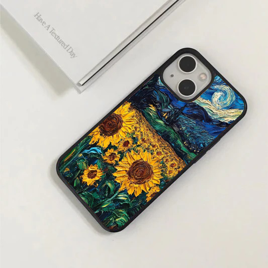 Impasto Sunflower Field Starry Sky Phone Case