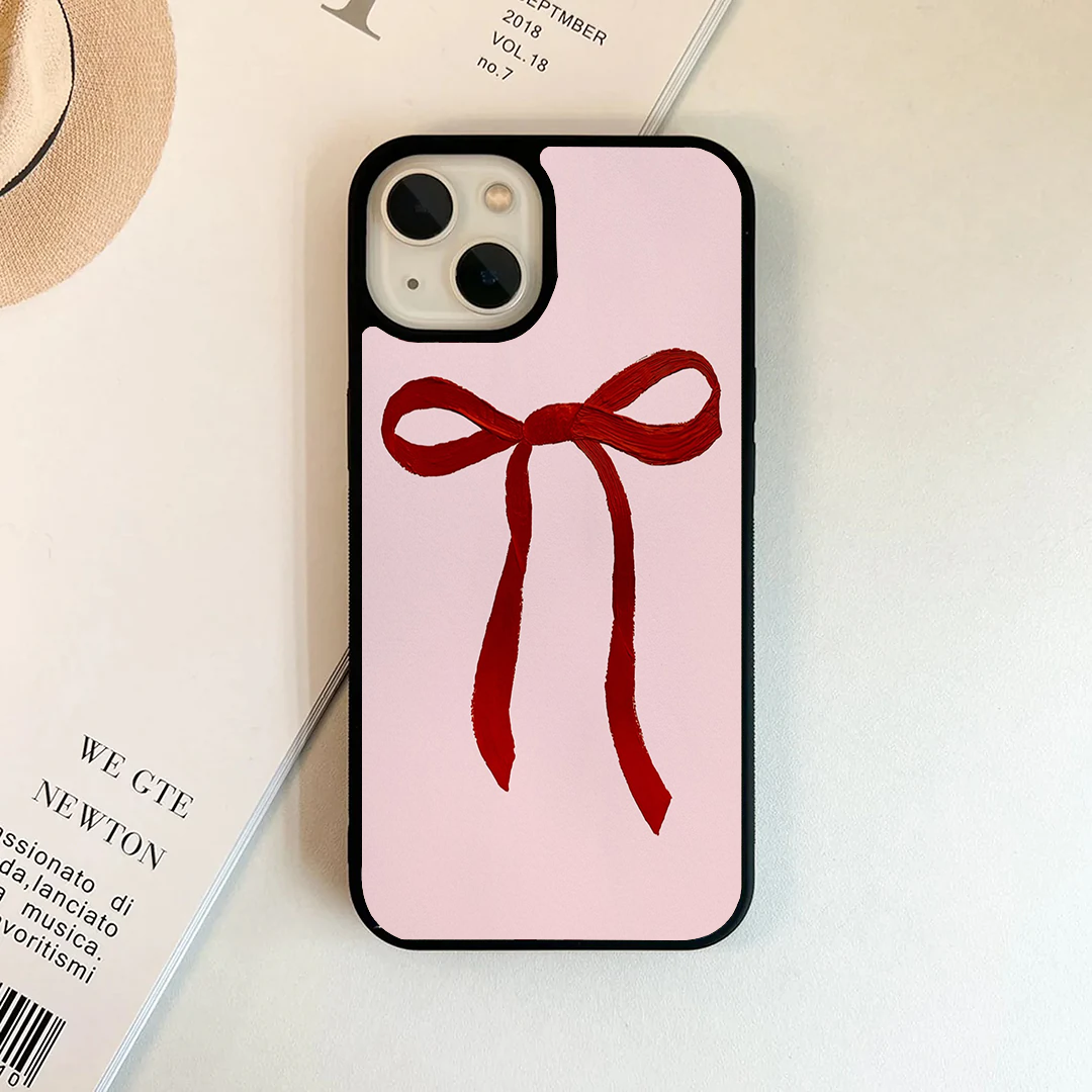 Minimalist Pink & Red Statement Bow Phone Case