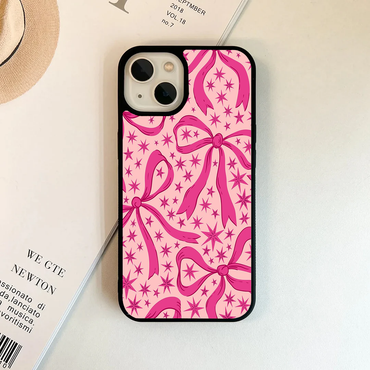 Vibrant Pink Ribbon & Stars Phone Case