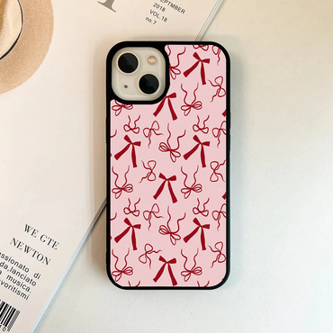 Blush Pink & Crimson Ribbon Phone Case