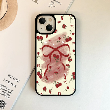 Vintage Rose & Red Bow Coquette Phone Case