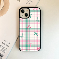 Pastel Pink & Teal Plaid Bow Phone Case