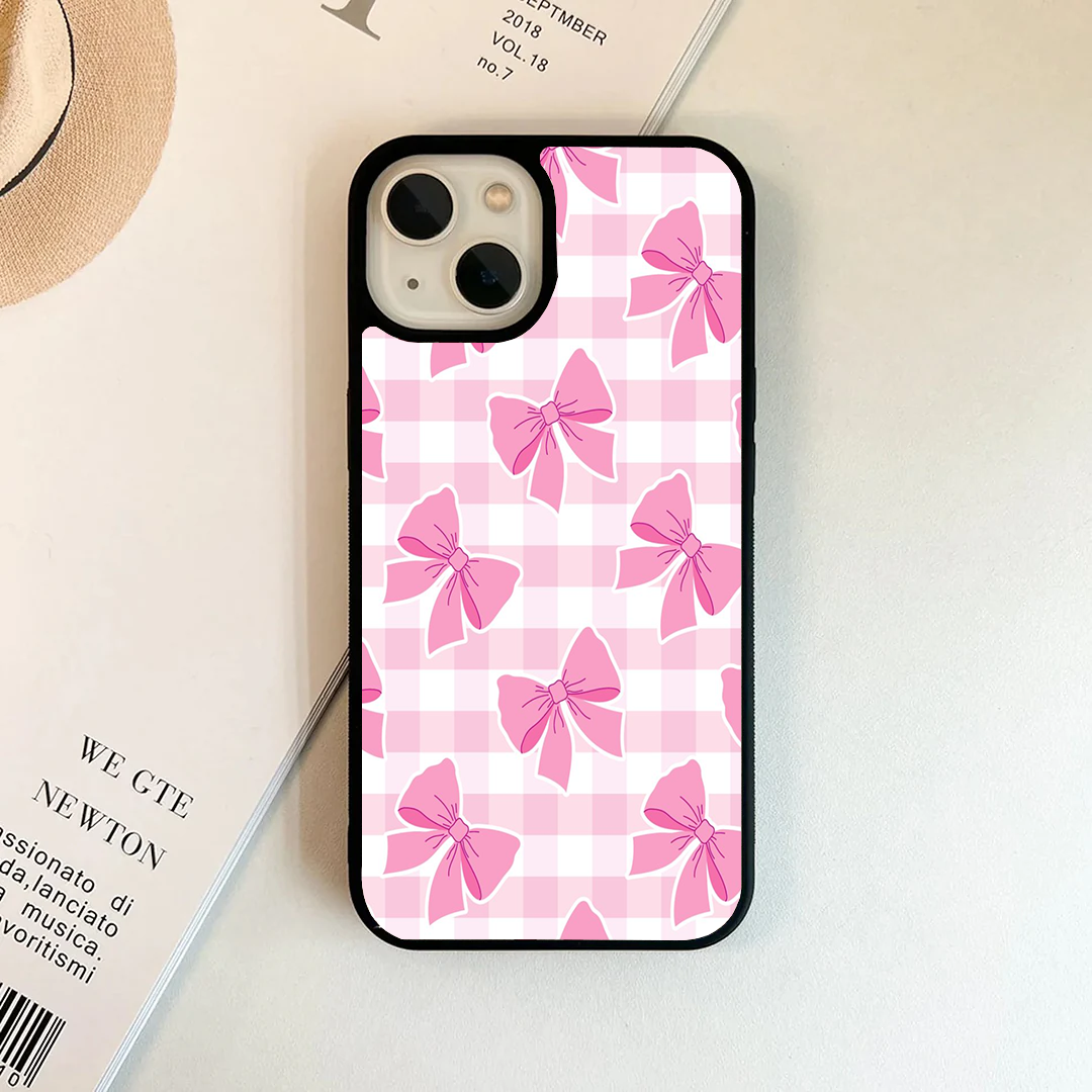 Pink Gingham & Sweet Bow Pattern Phone Case