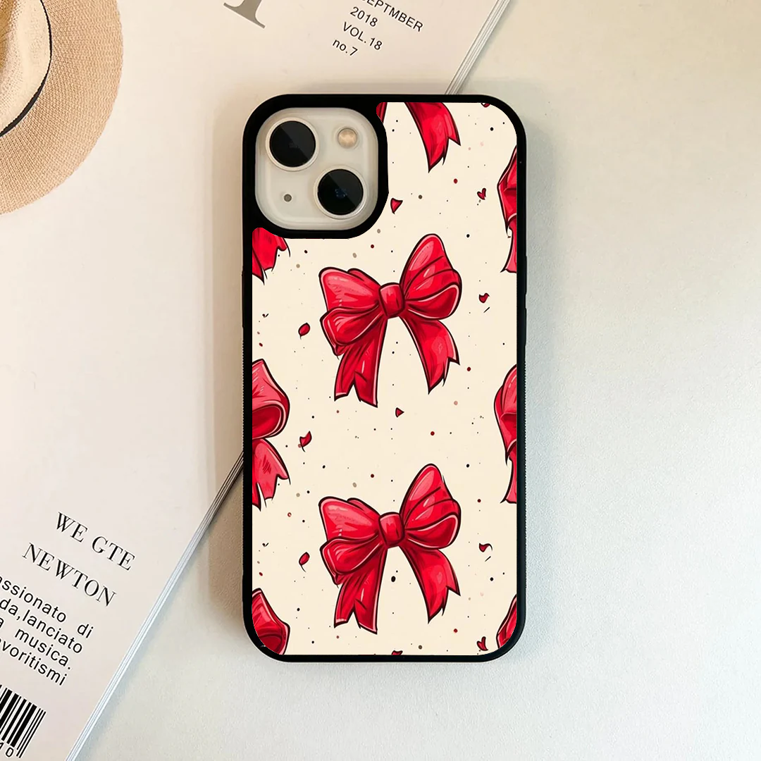 Vibrant Red Bow & Confetti Pattern Phone Case