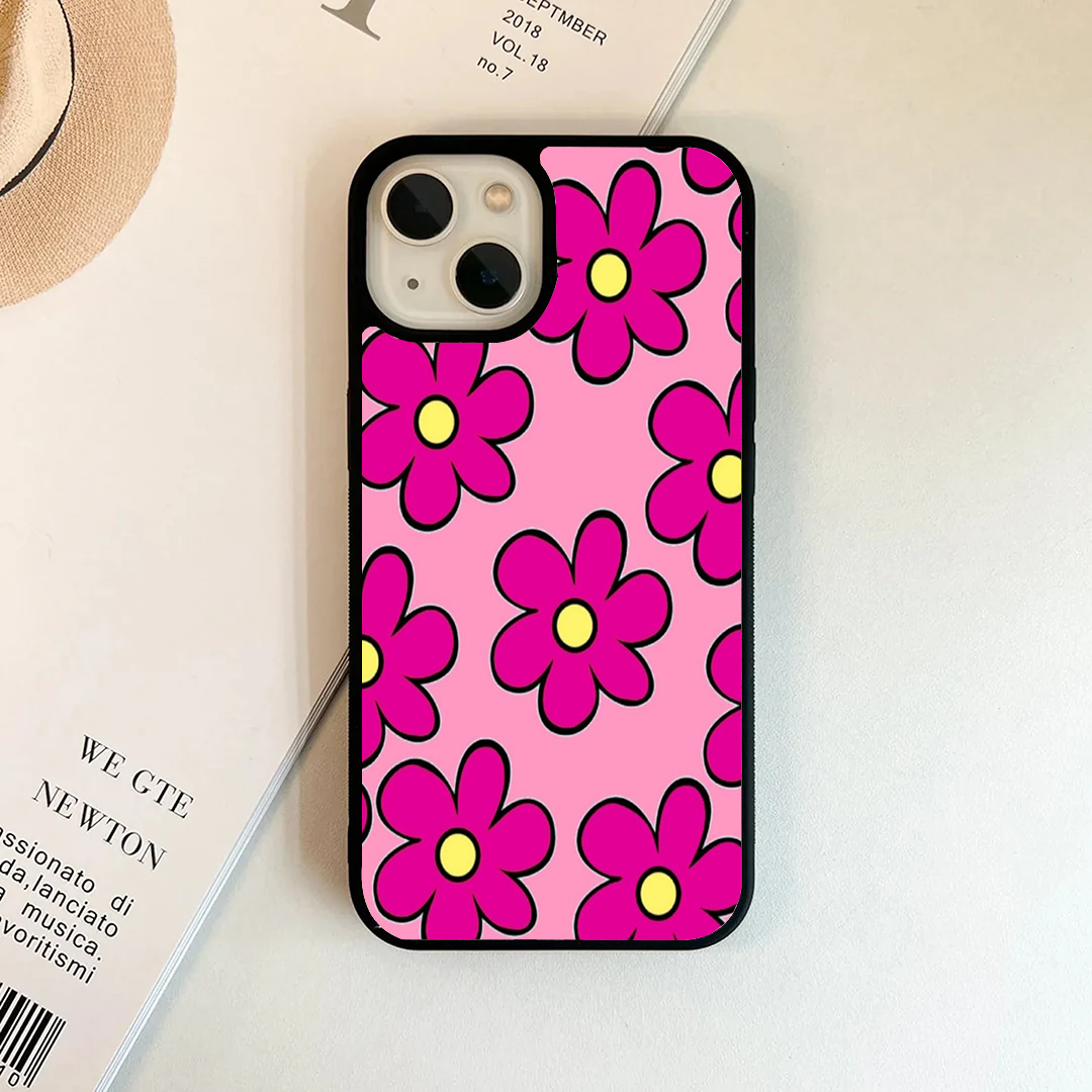 Hot Pink Y2K Retro Flower Phone Case