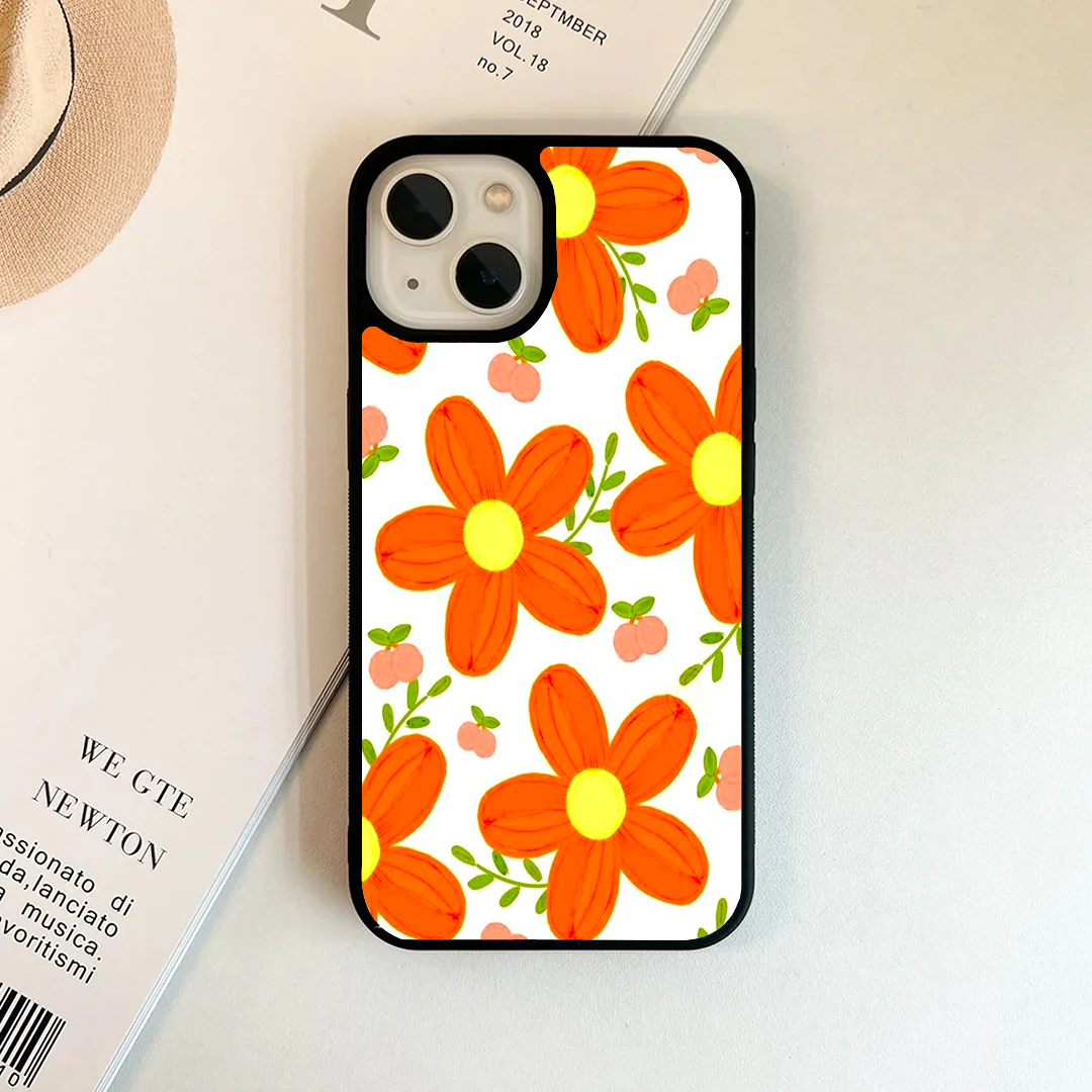 Chunky Retro Orange Flower Kidcore Case