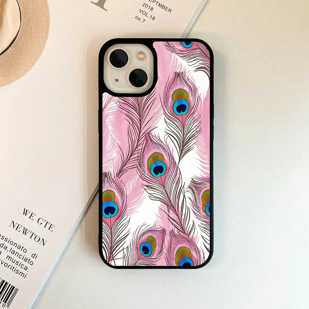 Pink Peacock Feather Pattern Phone Case