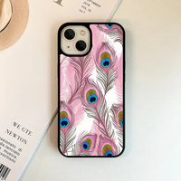 Pink Peacock Feather Pattern Phone Case