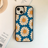 Vintage Peach Daisy on Teal Phone Case