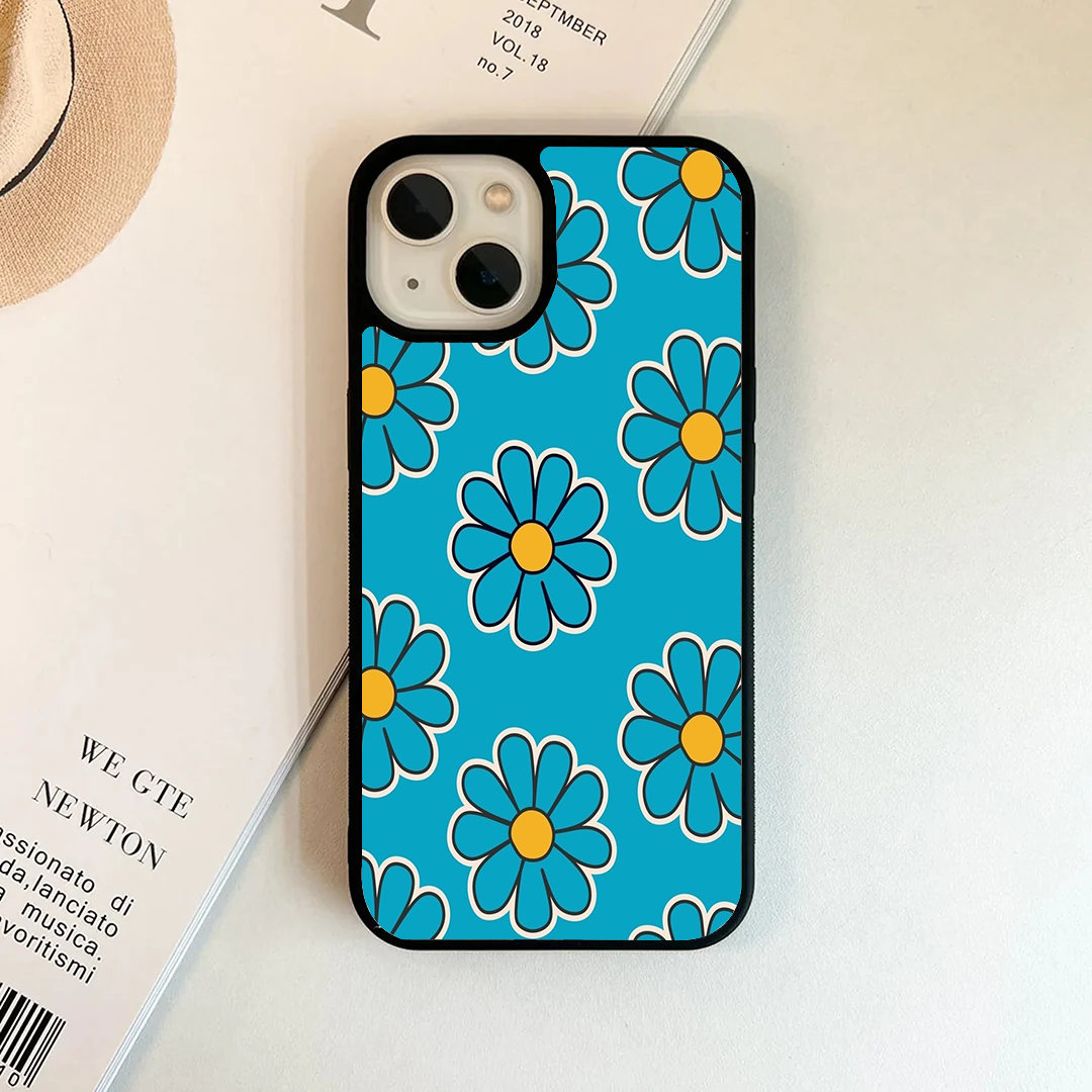 Retro Y2K Blue Pop Art Daisy Phone Case
