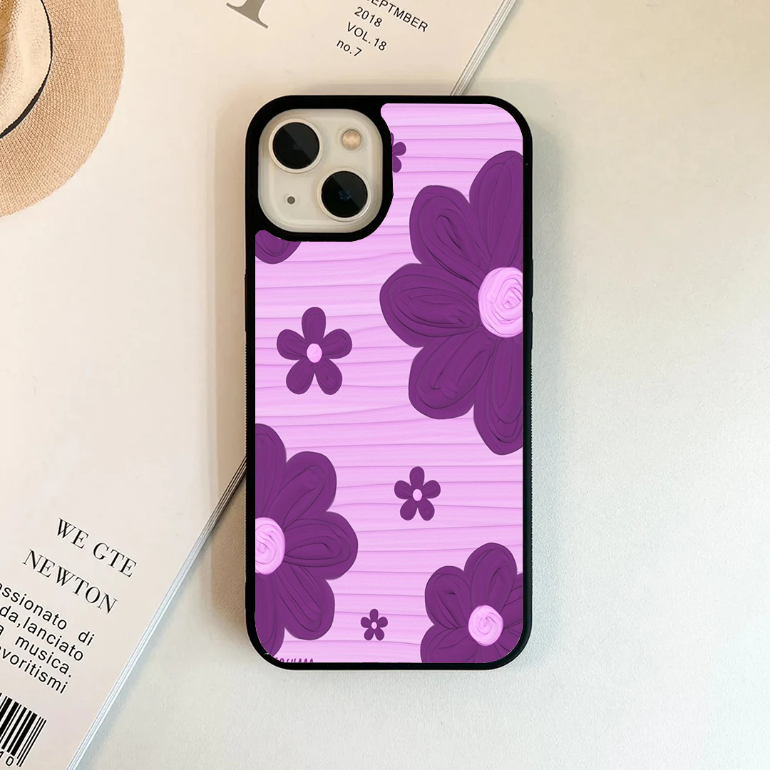 Retro Purple Floral on Pink Texture Case