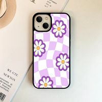 Purple Wavy Checkerboard Daisy Phone Case