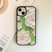 Textured Impasto White Floral on Green Case