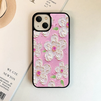 Textured White Floral on Pink Impasto Case