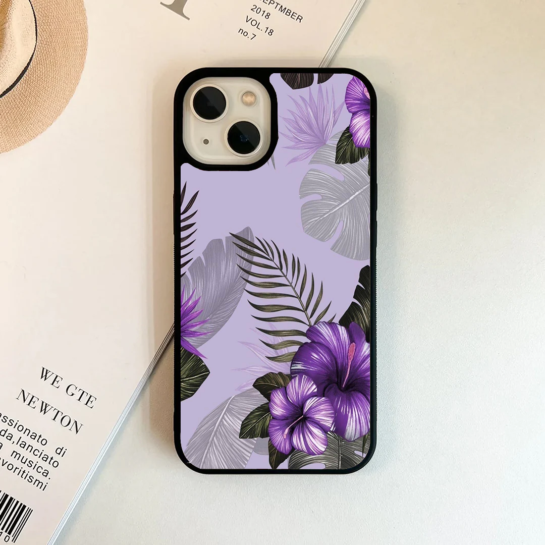 Purple Hibiscus & Palm Leaf Tropical Case