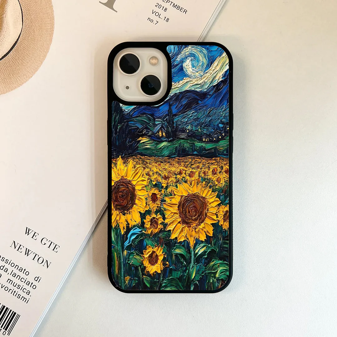 Impasto Sunflower Field Starry Sky Phone Case