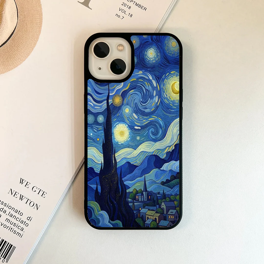 Vivid Starry Night Cypress Tree Phone Case