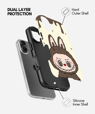 Mocha Brown Labubu Monster Glossy Phone Case
