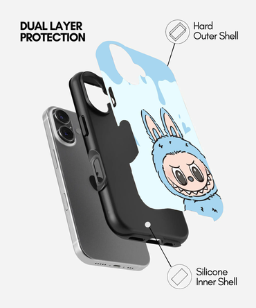 Sky Blue Labubu Monster Glossy Phone Case