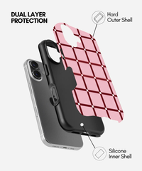 Pink & Maroon Geometric Grid Phone Case