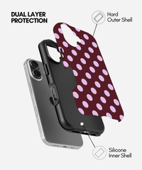 Retro Burgundy & Lilac Bold Polka Dot Case