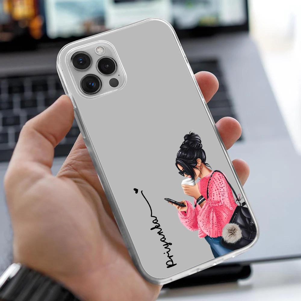Personalized Coffee Girl Aesthetic Clear Case