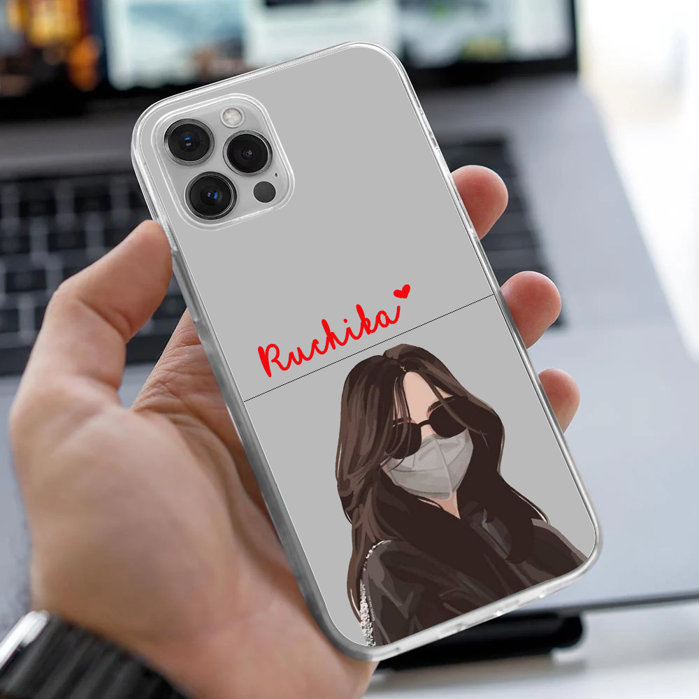 Personalized Chic Mask Girl Clear Case