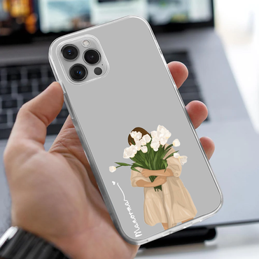 Personalized White Floral Bouquet Clear Case