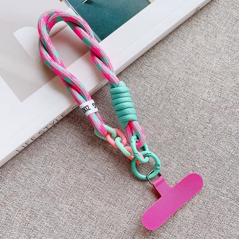 Retro Watermelon Pink & Teal Braided Phone Wrist Strap