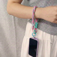 Retro Watermelon Pink & Teal Braided Phone Wrist Strap