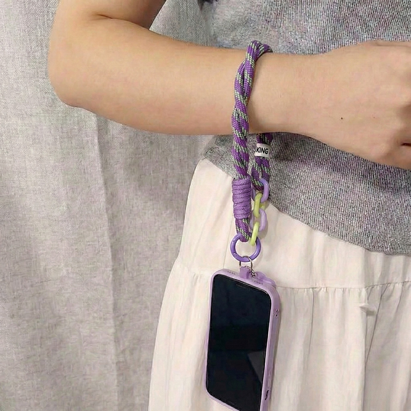 Cyber Punk Purple & Neon Braided Phone Wrist Strap