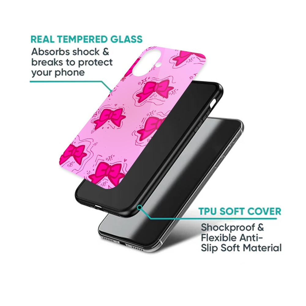 Y2K Hot Pink Sparkle Bow Phone Case