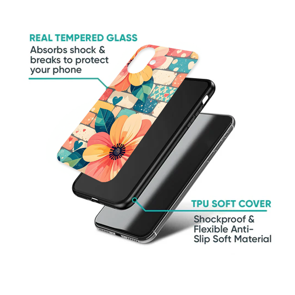 Abstract Mosaic Floral Brick Phone Case
