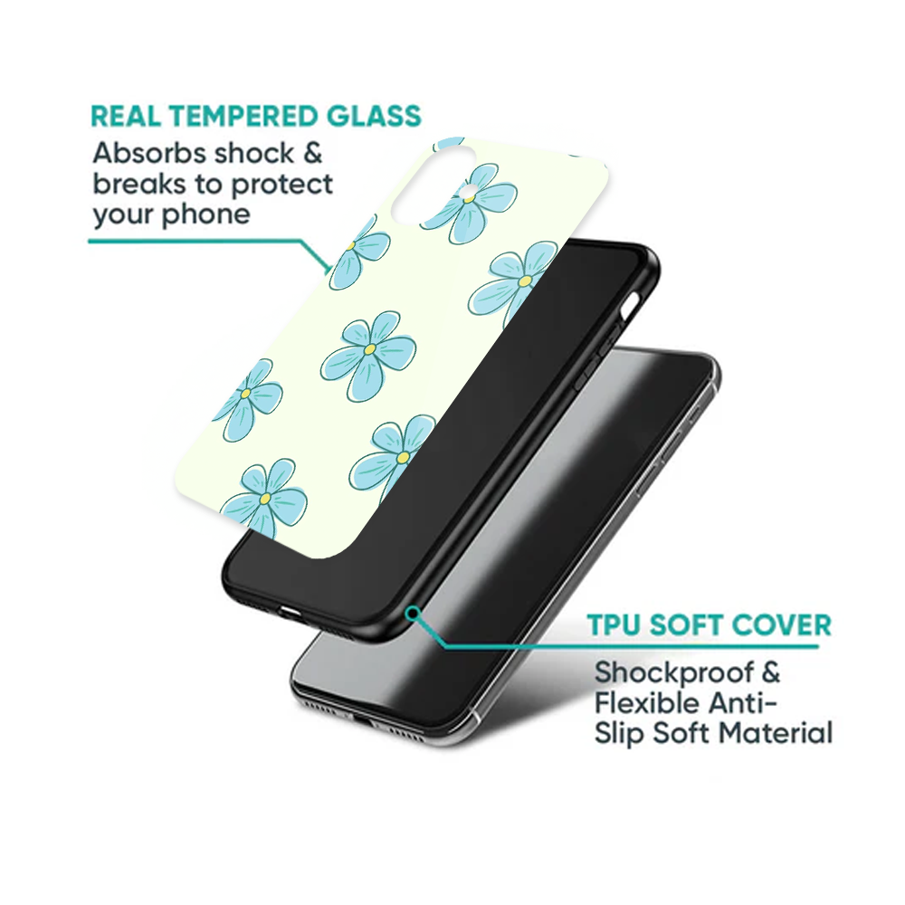 Pastel Blue Retro Cartoon Flower Phone Case