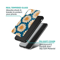Vintage Peach Daisy on Teal Phone Case