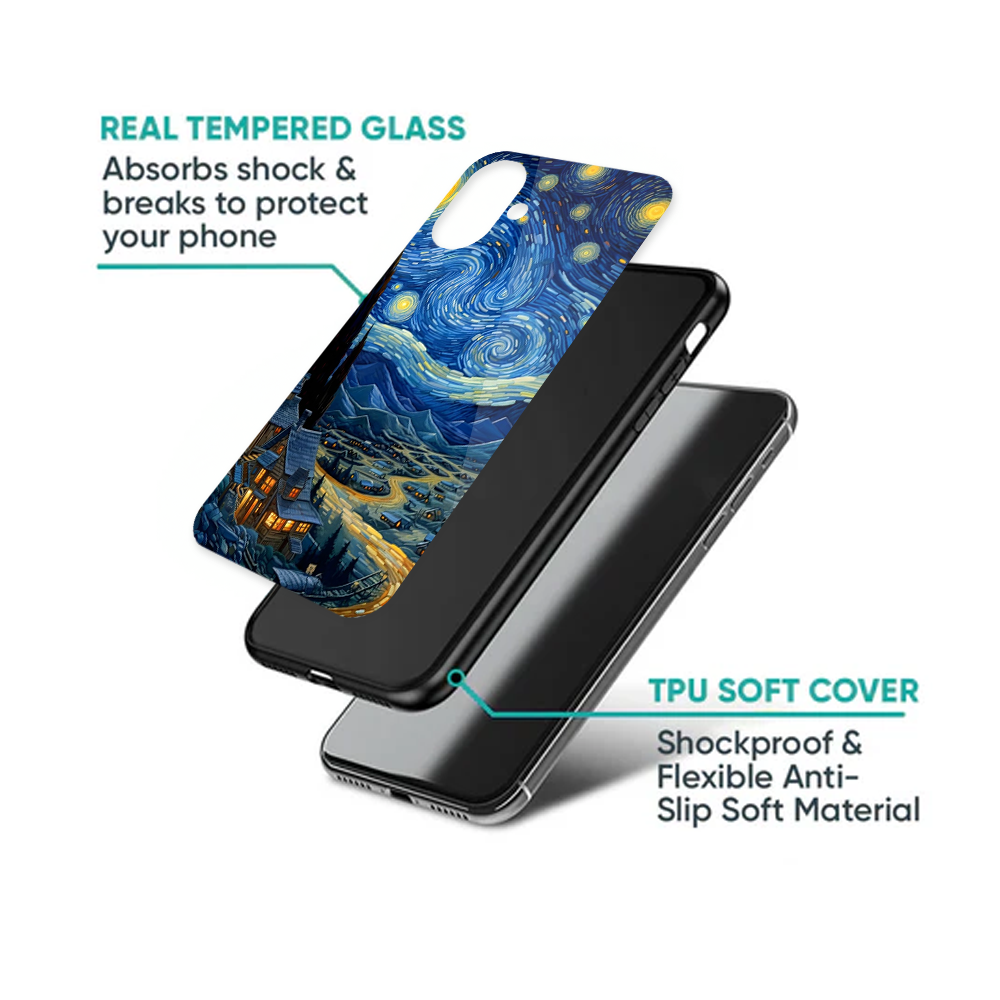 Starry Night Winding Village Road Phone Case