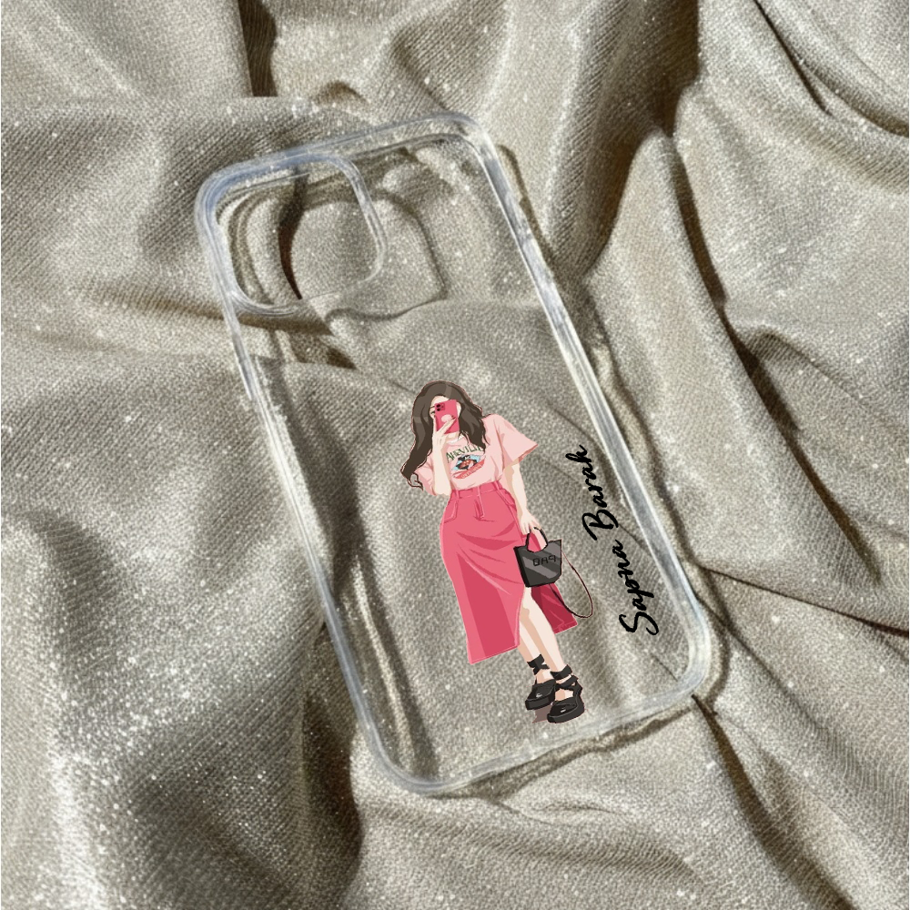 Personalized Pink Fashion Selfie Clear Case