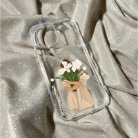 Personalized White Floral Bouquet Clear Case