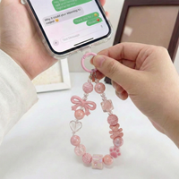 Soft Pink Pearl & Bow Phone Charm